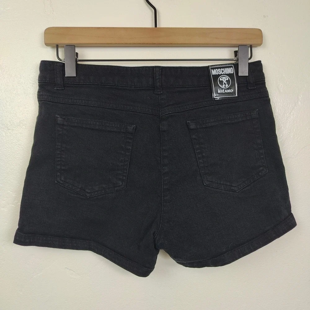 Moschino Teen Shorts Girls‎ 14 Black Logo Print Denim Designer Streetwear Casual